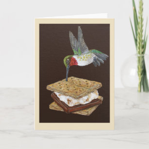 Content card with hummingbird and s'more