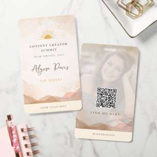 Content Creator Badge Photo QR Code Aesthetic ID Badge