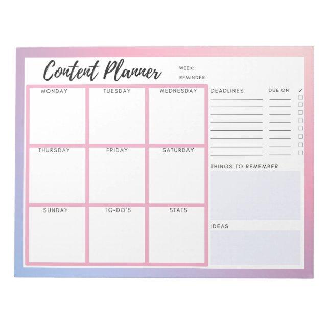 Content Planner Notepad (Front)