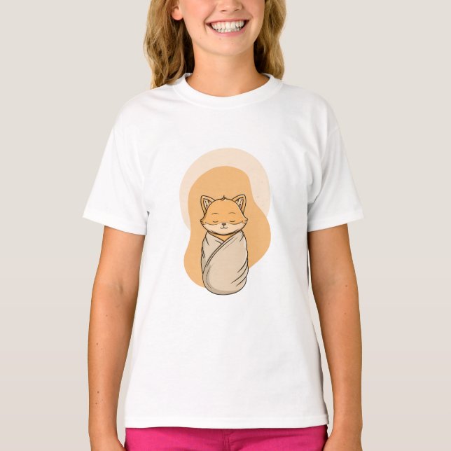 Content Swaddled Fox Kids T-Shirt (Front)