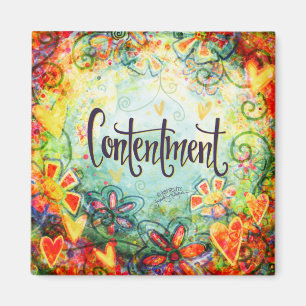 Contentment Floral  Inspirivity ONE WORD Trendy Magnet