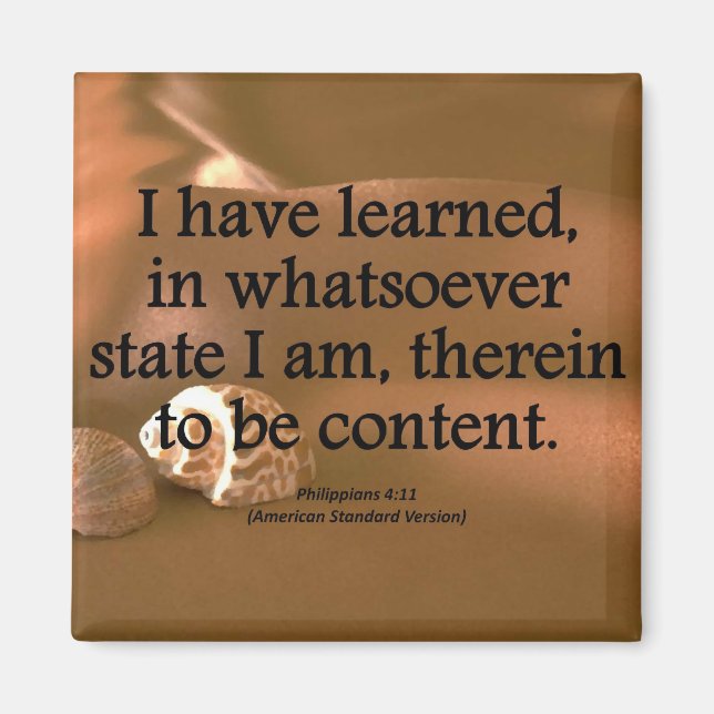 Contentment Philippians 4-11 Condensed Magnet (Front)