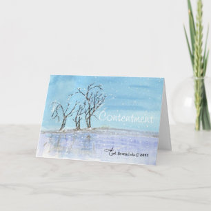 Contentment Watercolor Christmas Card