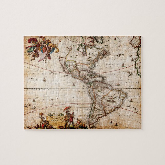 Continent of America Old Map Jigsaw Puzzle (Horizontal)