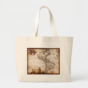 Continent of America Old Map Large Tote Bag