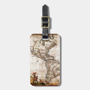 Continent of America Old Map Luggage Tag
