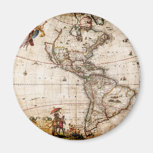 Continent of America Old Map Magnet