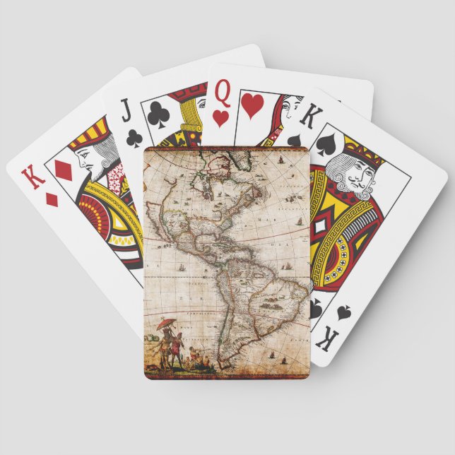 Continent of America Old Map Playing Cards (Back)