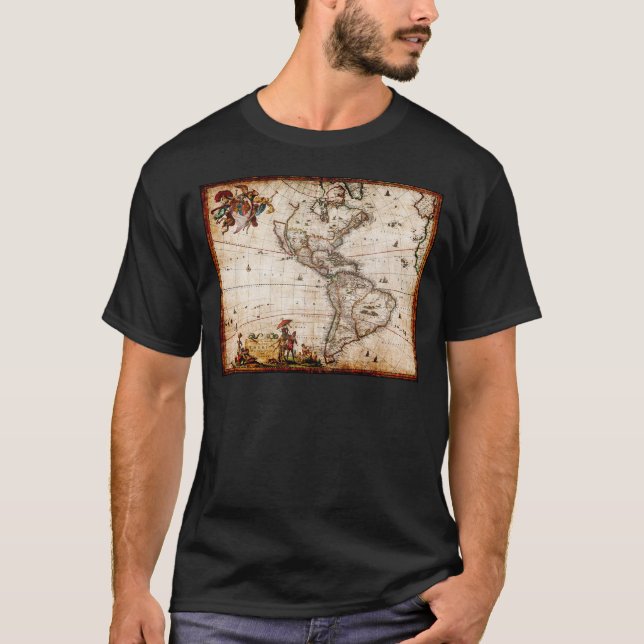 Continent of America Old Map T-Shirt (Front)