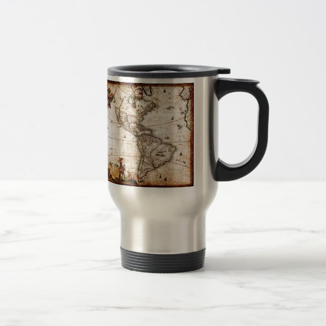 Continent of America Old Map Travel Mug (Right)