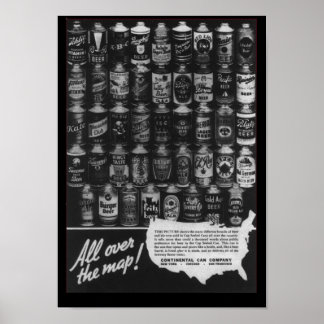 Continental Can Company Cone Top Beer Can Poster