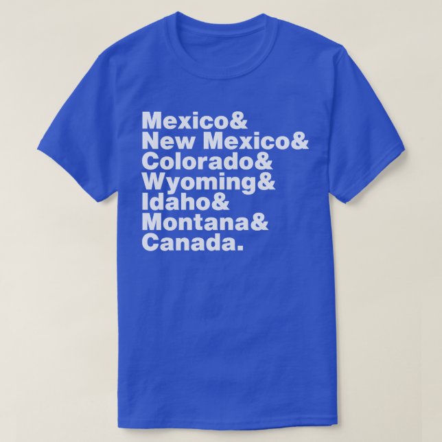 Continental Divide Trail States White Font T-Shirt (Design Front)
