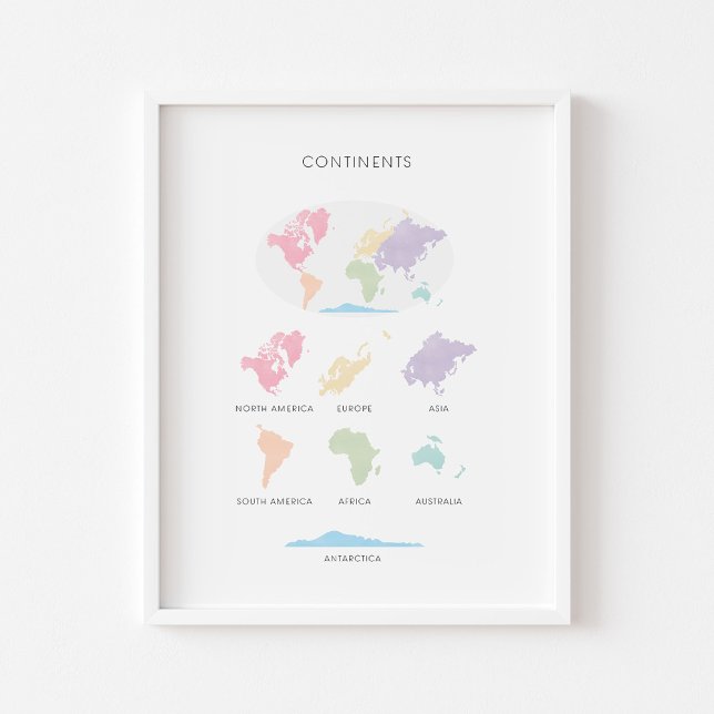 Continents pastel educational poster (Creator Uploaded)