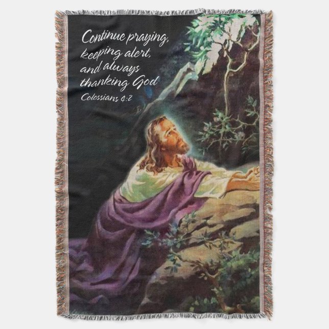 Continue Praying Colossians 4:2 Throw Blanket (Front Vertical)
