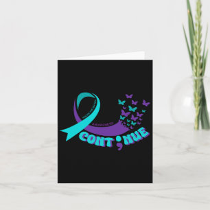 Continue Semicolon Butterfly Purple Teal Ribbon Fo Card