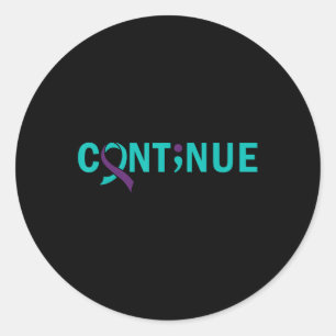 Continue Semicolon Suicide Prevention Awareness - Classic Round Sticker