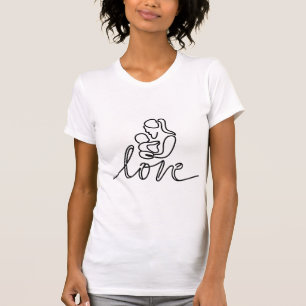 continuous drawing of text "love" T-Shirt