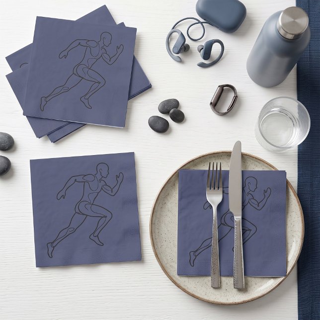 Continuous Line Art Sprinter Running Napkin (Creator Uploaded)
