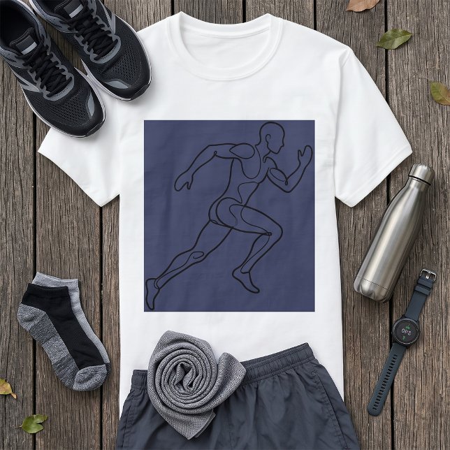 Continuous Line Art Sprinter Running T-Shirt (Creator Uploaded)