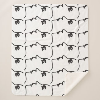 Continuous line, face profiles, artistic illustrat sherpa blanket
