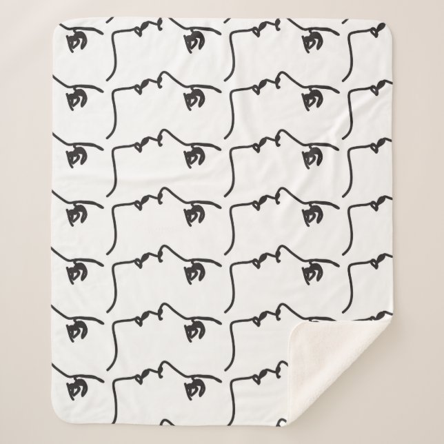 Continuous line, face profiles, artistic illustrat sherpa blanket (Front)