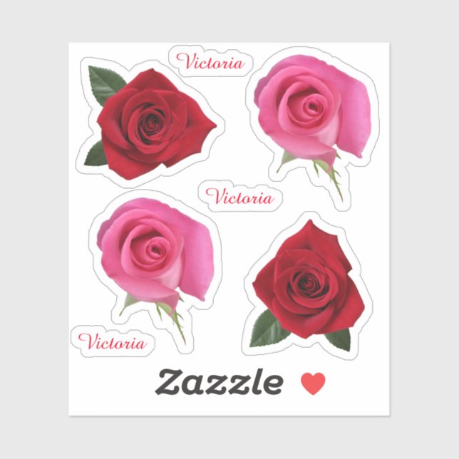 Contour Pink & Red Roses Vinyl Stickers (Sheet)