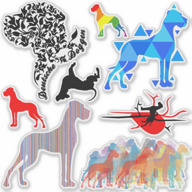 Contour Sticker Great Dane Tattoo Style (Front)