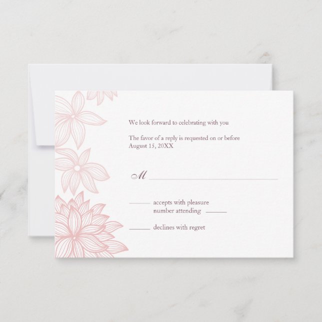 Contoured Bloom Blush Reply Card (Front)