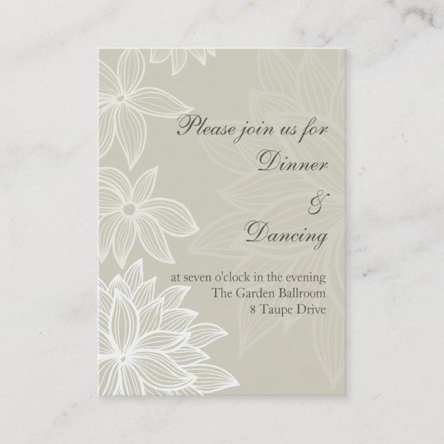 Contoured Bloom Taupe Reception Card (Front)
