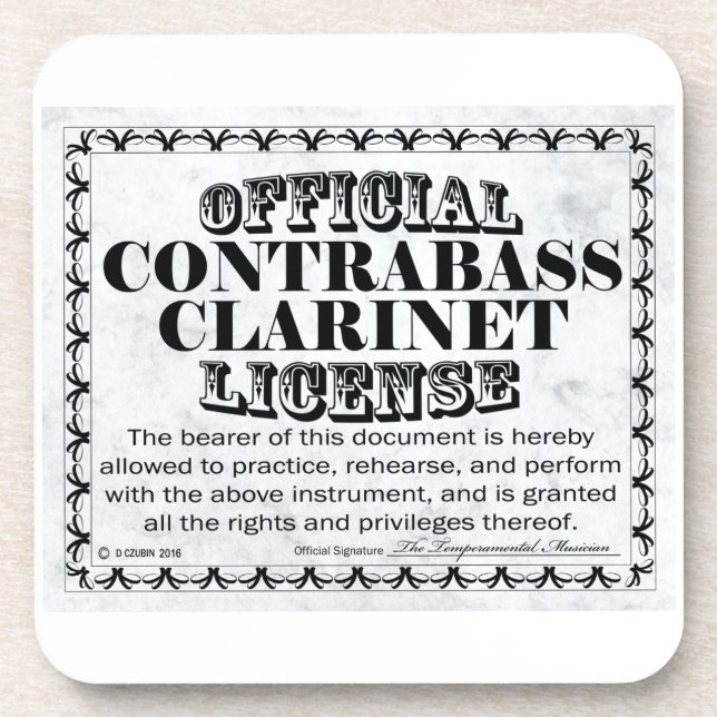 Contrabass Clarinet License Coaster (Front)