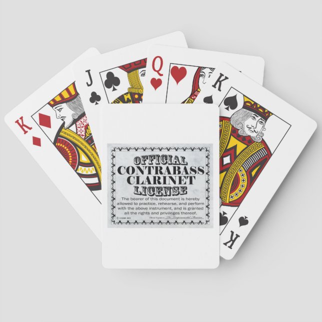Contrabass Clarinet License Playing Cards (Back)