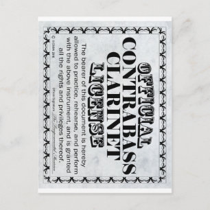 Contrabass Clarinet License Postcard