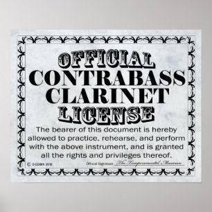 Contrabass Clarinet License Poster