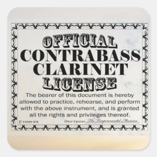 Contrabass Clarinet License Square Sticker