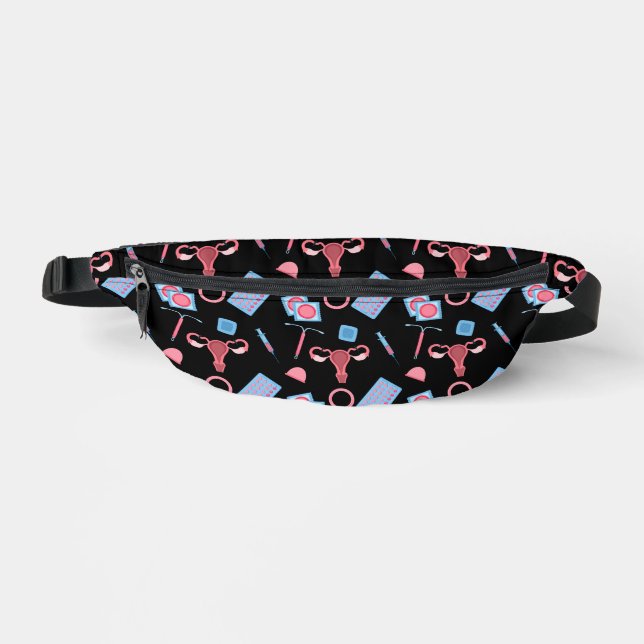 Contraception Pattern Feminist Bum Bags (Front)