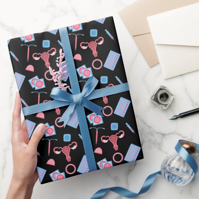 Contraception Pattern Feminist Wrapping Paper (Gifting)