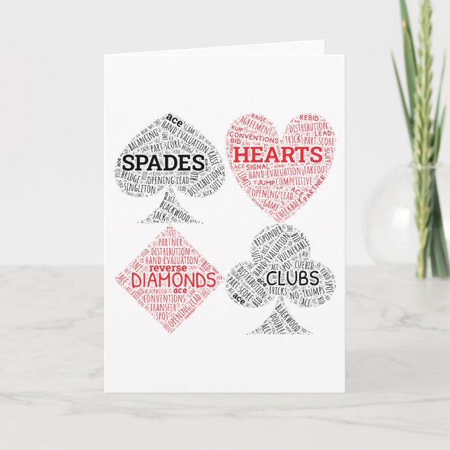 Contract Bridge Player Wordart Card (Front)