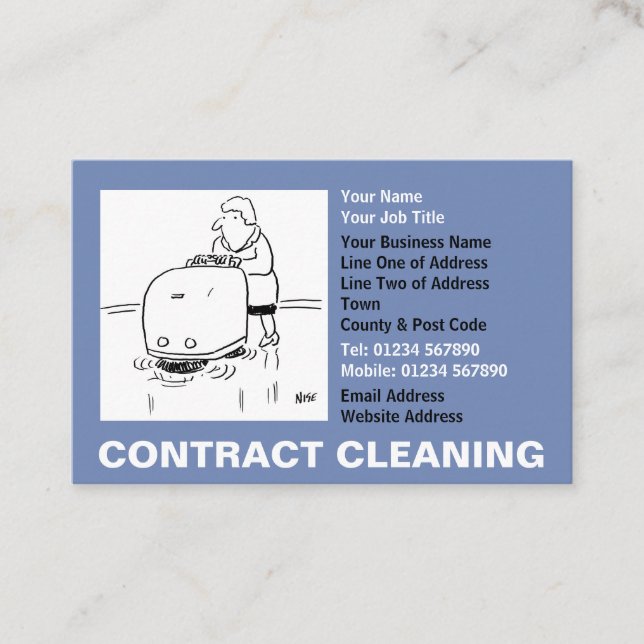 Contract Cleaning Cartoon Business Card (Front)