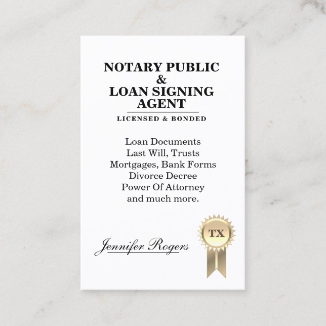 Contract looking certification  business card (Front)