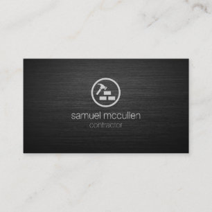 Contractor Hammer Bricks Icon Brushed Metal Skills Business Card