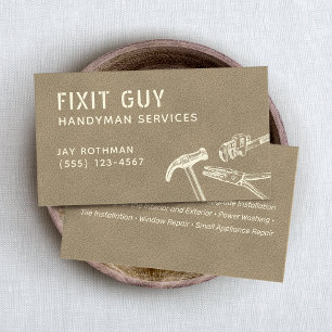 Contractor Handyman Hammer Wrench Pliers   Business Card