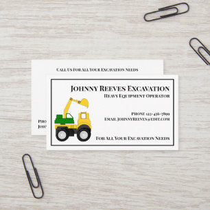 Contractor Heavy Equipment Operator Business Card