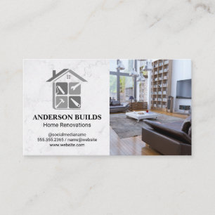 Contractor Home Repair Logo House Interior Business Card