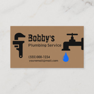 Contractor Plumbing Service Chrome Design Business Card
