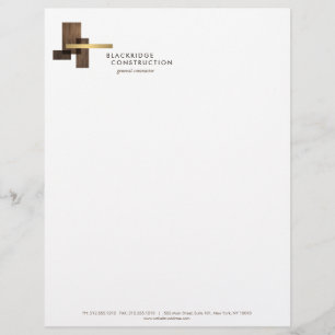 Contractor Wood Gold Logo Custom Letterhead