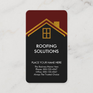 Contractor's Gold Home Roof Motif Construction Business Card