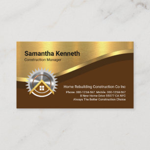 Contractor's Luxurious Gold Curve Wave Lines Business Card