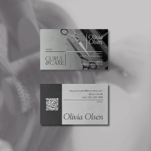Contrast Black Grey Hair Stylist, Salon & Barber  Business Card
