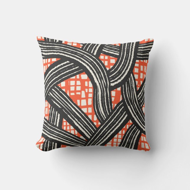 Contrast lines red black - Japandi Cushion (Front)