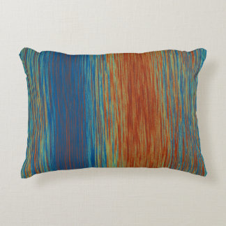 Contrasting Blue Orange Turquoise Blended Lines Decorative Cushion
